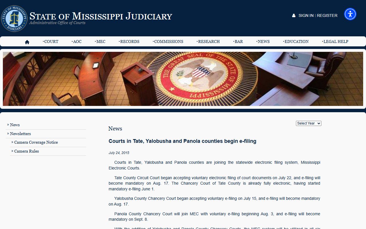Tate County Circuit Clerk electronic court records filing system