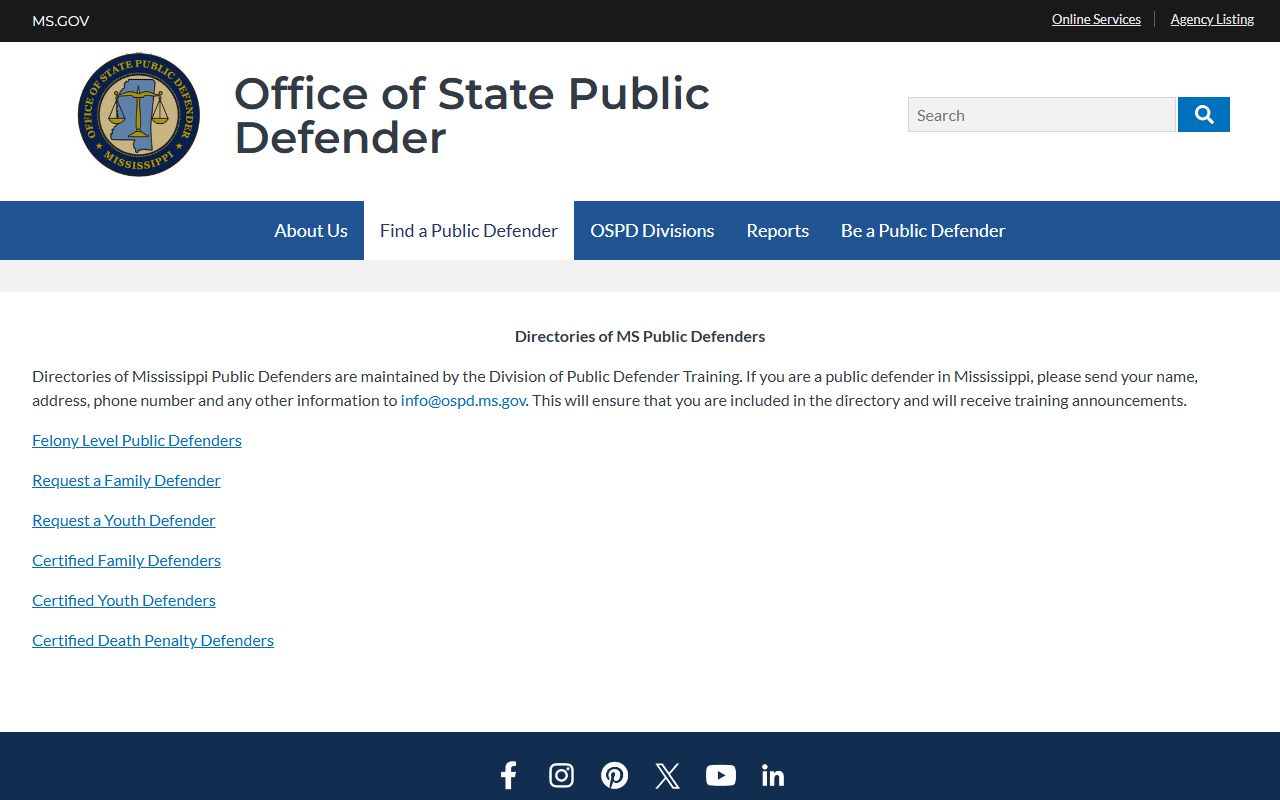 Tate County criminal court records public defender directory resource