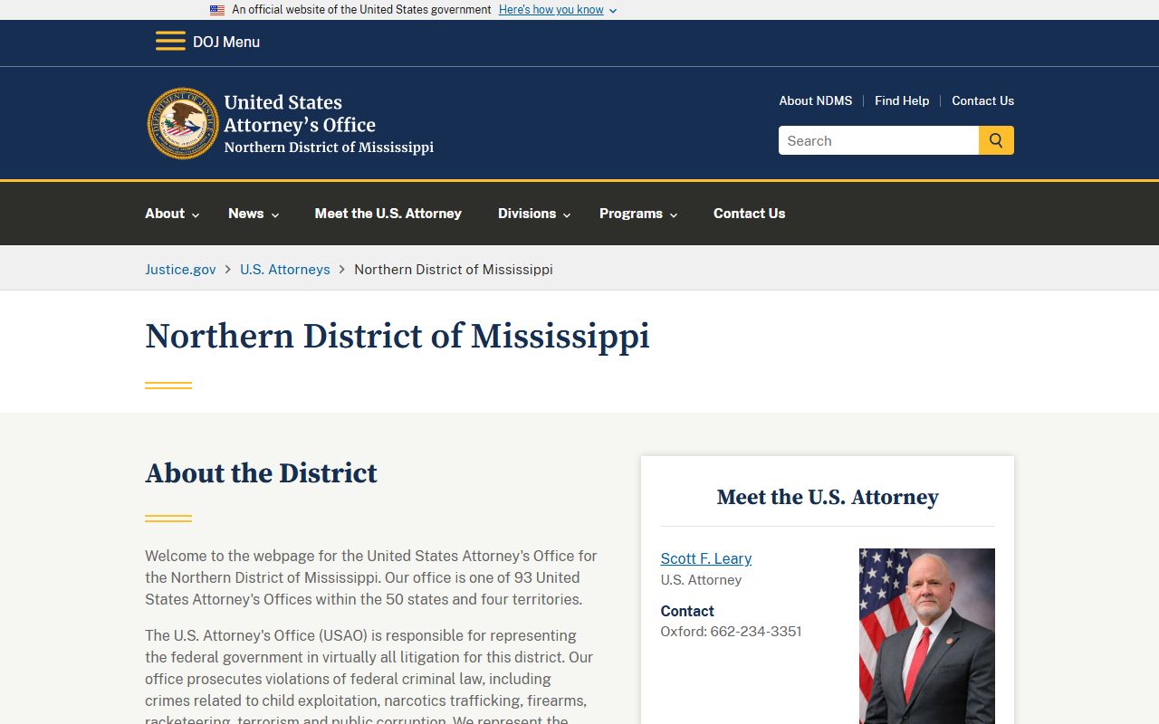 Tate County criminal court records and federal prosecution in the Northern District of Mississippi