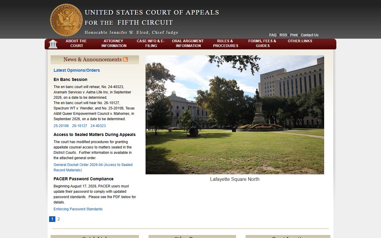 Fifth Circuit Court of Appeals as the federal appeals path beside Tate County Circuit Court