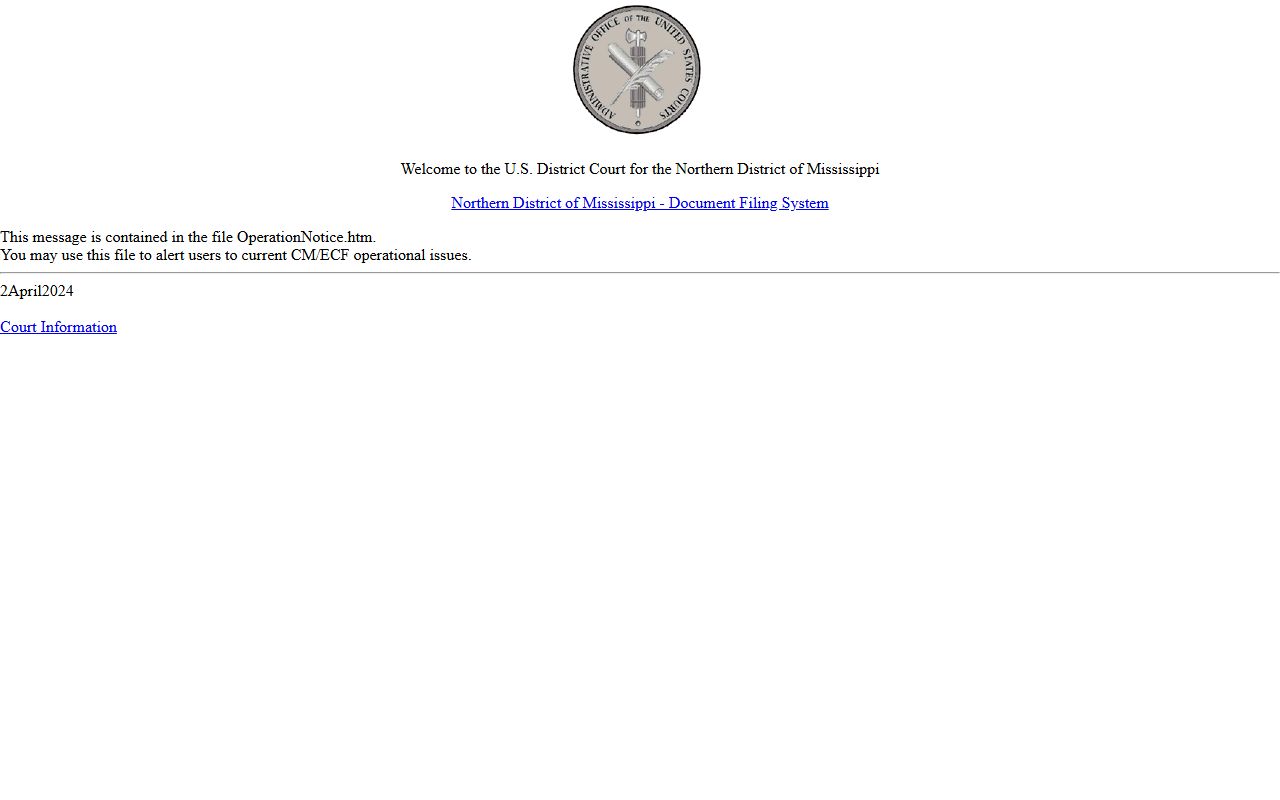 Northern District CM/ECF filing system contrasted with Tate County Circuit Court records