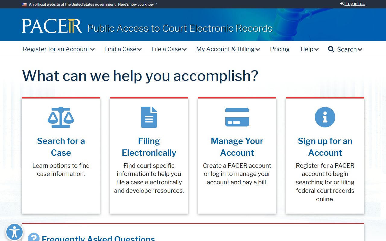 PACER federal case access shown next to Tate County Circuit Court case search