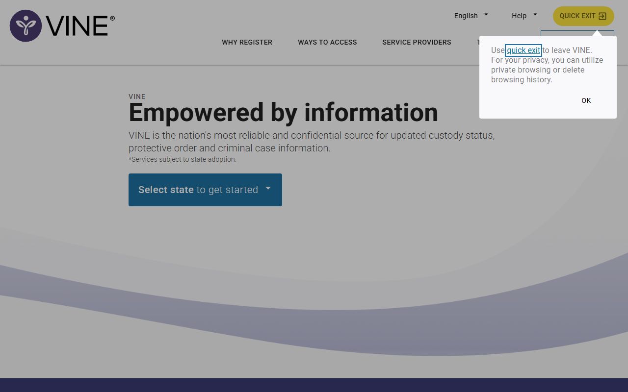 Tate County divorce records and custody notification through VINELink
