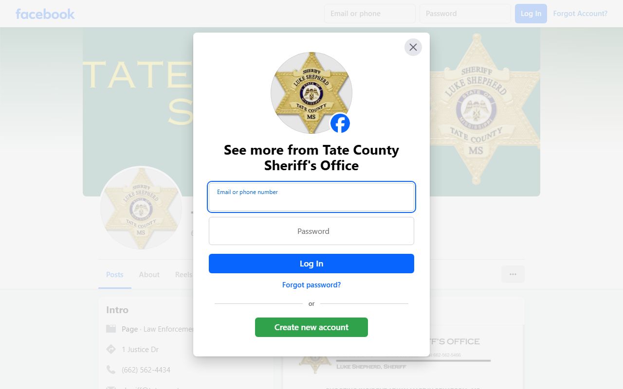 Tate County probate resource, Chancery County Sheriff Facebook page